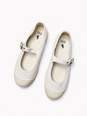 NEW Polo by Ralph Lauren Size 7 Ivory Canvas Mary Jane Shoes
